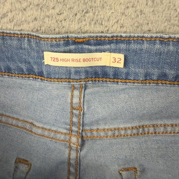 Levis Jeans Womens 32 Blue 725 Bootcut High Rise Light Wash Stretch Denim 32x29 - Picture 4 of 9